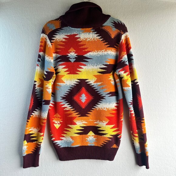 Sun Stone Mens Sweater Small Ranger Aztec Western Turtle Neck Knit Tribal Boho - Picture 11 of 14